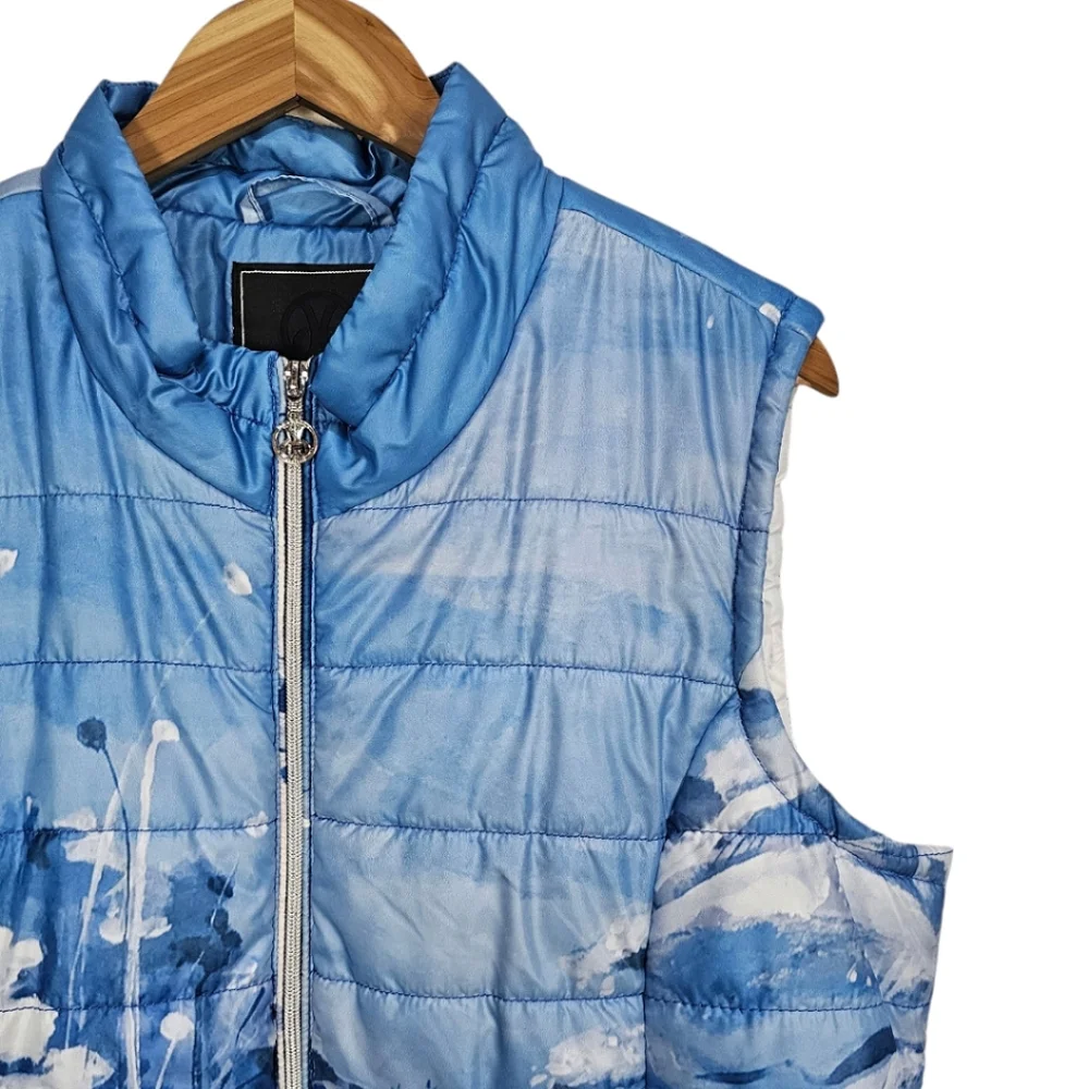 Dolcezza Glacier Bleu Puffer Vest Sz XXL Blue Contemporary Winter Artistic Snow - Picture 7 of 14